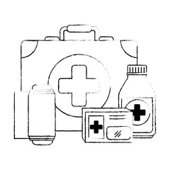 Wall Mural - medical kit with bandages and drugs vector illustration design