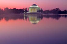 Jefferson Memorial Reflecting In Tidal Basin At Sunrise