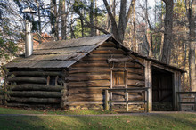 Old Log Cabin Sitting In Woods