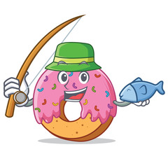 Sticker - Fishing Donut mascot cartoon style