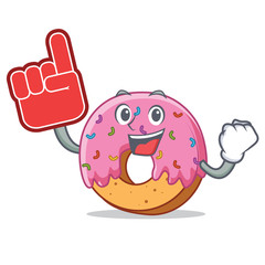 Poster - Foam finger Donut mascot cartoon style