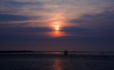 Wall Mural - colorful of sunset on sea scape background