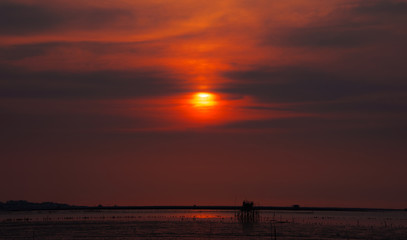 Wall Mural - colorful of sunset on sea scape background