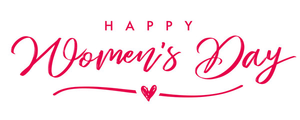 Wall Mural - Happy Womans Day March 8 elegant calligraphy banner. Lettering invitations for the International Women's Day, 8 March with text, line and heart