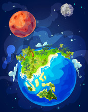 Cartoon Natural Earth Globe Template