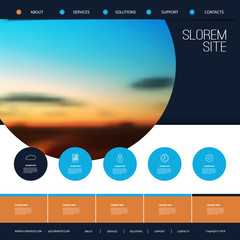 Wall Mural - website design template for your business with sunset sky image background - dusk, clouds, sunlight