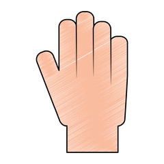 Canvas Print - hand showing five finger palm stop vector illustration drawing design