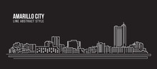 Cityscape Building Line Art Vector Illustration Design - Amarillo City