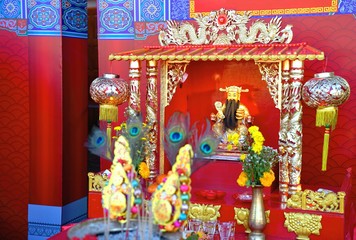 Cai Shen, Chinese God of wealth or  God of fortune statue in Chinese temple