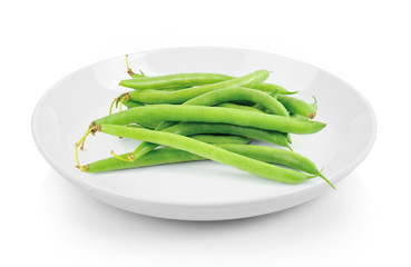 Sticker - green beans in plate on white background