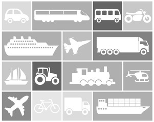 Large and detailed set of different vehicle icons