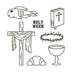 Sticker - Holy week icons icon vector illustration graphic design