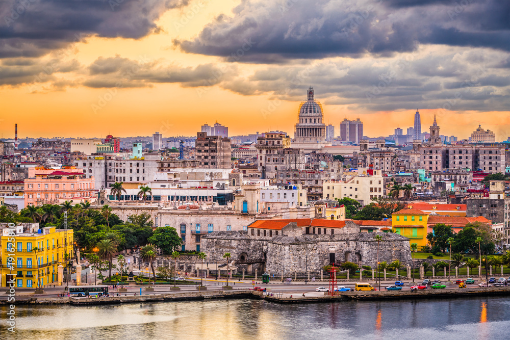 Panorama, centrum Hawany, Kuba - obrazy, fototapety, plakaty 