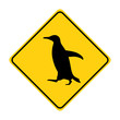 penguin silhouette animal traffic sign yellow  vector