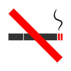 Poster - NO SMOKING crossed out sign. Cigarette icon. Vector.