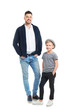 © Africa Studio - Stylish father and son on white background