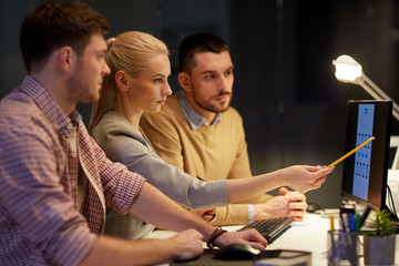 Sticker - business team with computer working late at office