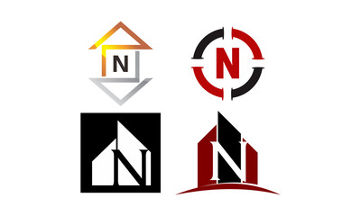 Logotype N Modern Template Set