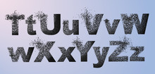 Vector Alphabet Set, Letters With Effect Of Destruction