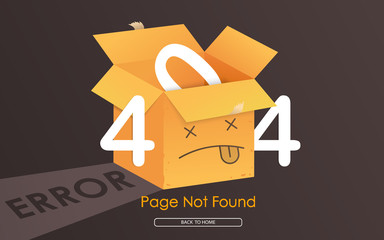 Wall Mural - 404 box error page not found vector graphic