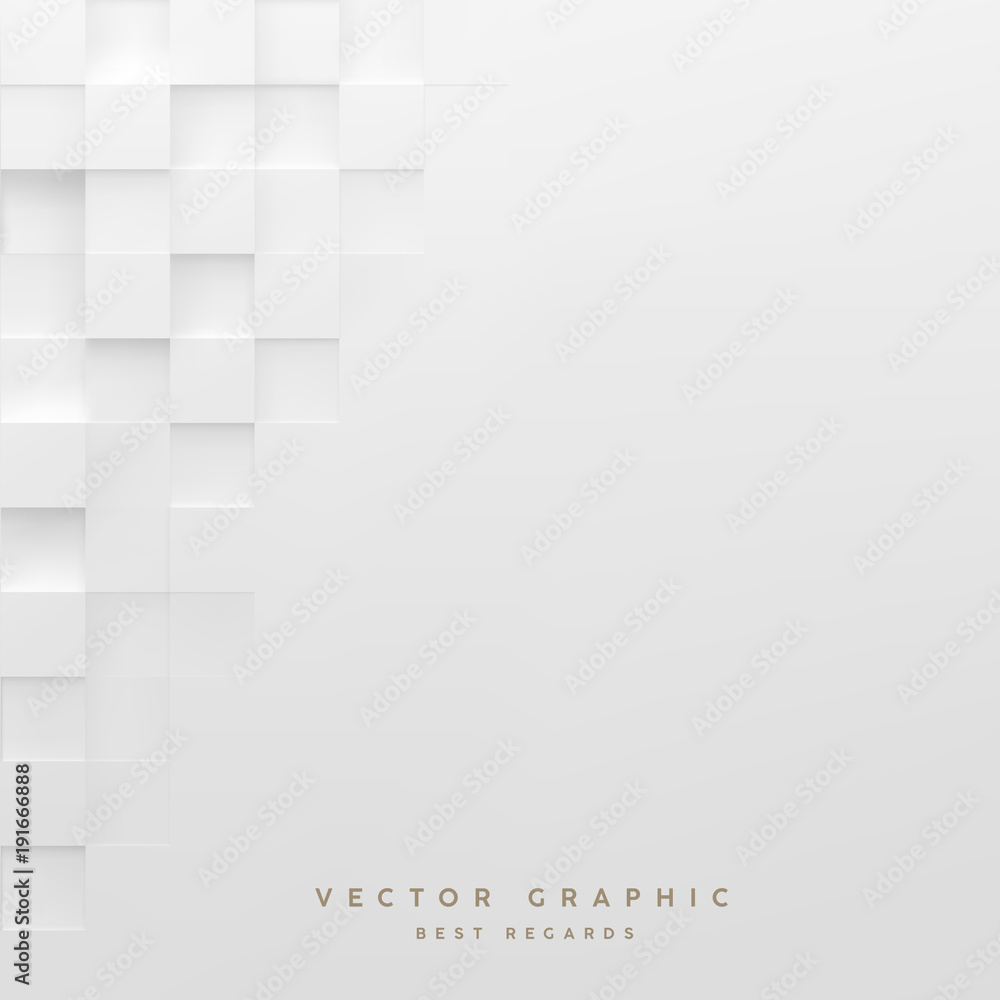 Abstract white square background. Geometric minimalistic cover design. Vector graphic. - obrazy, fototapety, plakaty 