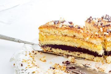 Cream cake with hazelnuts