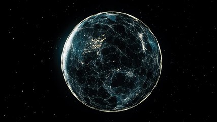 Wall Mural - data flow / network connections across a futuristic earth.