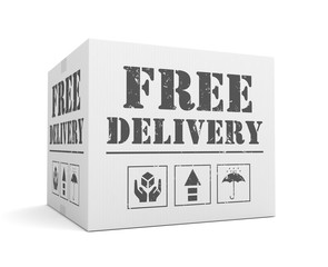 Wall Mural - free delivery cardboard box concept  3d illustration