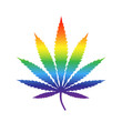 iridescent cannabis leaf drug marijuana herb rainbow drug red orange yellow green blue purple icon vector