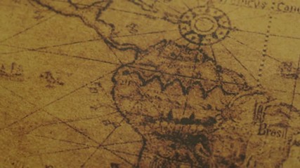 jakarta - indonesia. february 08, 2018: closeup of ancient world map of south america, america latin
