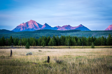 Wall Mural - pink mountains overlooking the valley