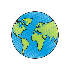 Wall Mural - earth planet world globe map icon vector illustration drawing image