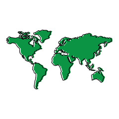 Sticker - map of the world with countries continent vector illustration  green design image