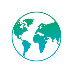 Wall Mural - earth planet world globe map icon vector illustration blue and green line degrade color