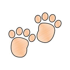 Canvas Print - grated human footprint with toes mark sign