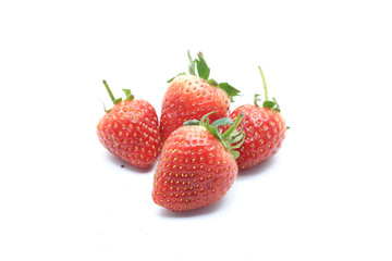 Wall Mural - Fresh strawberry on white backgrounds.