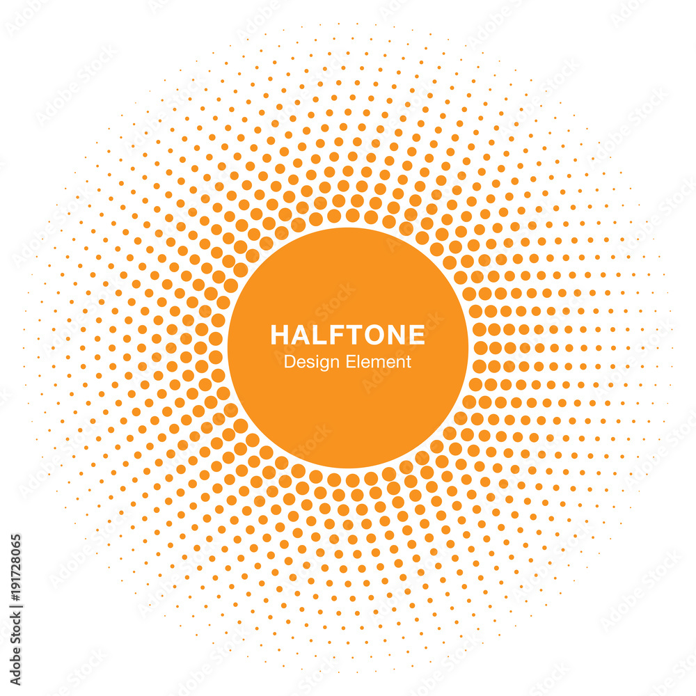 Sunny Circle Halftone Logo Design Element. Sun vector icon. Sun halftone emblem for health, treatment, medical, cosmetic, pharm. Honey sun logo vector illustration - obrazy, fototapety, plakaty 