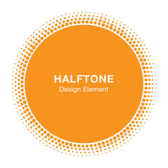 Wall Mural - sunny circle halftone logo design element. sun vector icon. sun halftone emblem for health, treatmen