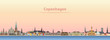 vector illustration of Copenhagen city skyline at sunrise