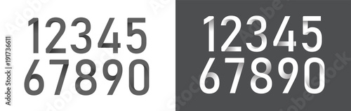 Fotomural Numbers origami alphabet letters font black and white color collection