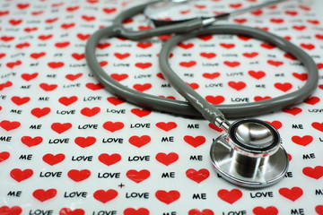 Wall Mural - Stethoscope listening beat is love ,valentine concept.