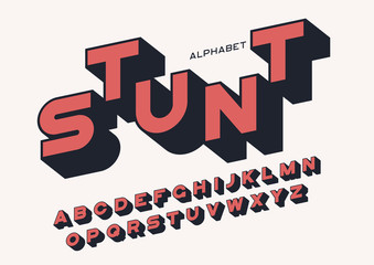 styled sans serif bold letters with long shadow. vector alphabet, typeface, font, typography.