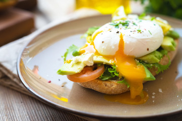 sandwich with avocado and poached egg