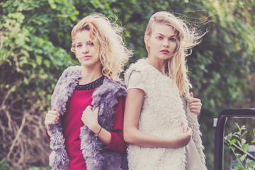 Two fashionable women outdoor