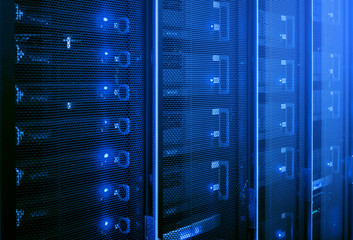 Wall Mural - data center, server room. web internet and network telecommunication technology, big data storage an