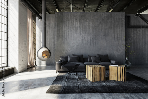 Minimalist Industrial Loft Conversion Living Room Kaufen