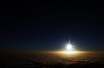 Sunrise over the Atlantic Ocean, seen from Pico volcano (2351m), Pico Island, Azores, Portugal, Europe