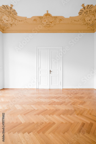Real Estate Interior Empty Room With Stucco Ceiling And