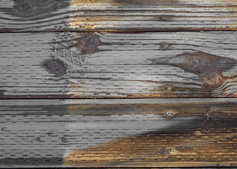 Wall Mural - Frosty wooden floor with foot track- texture and background