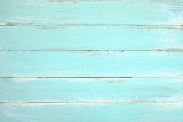 Wall Mural - Vintage beach wood background - Old weathered wooden plank painted in blue color.